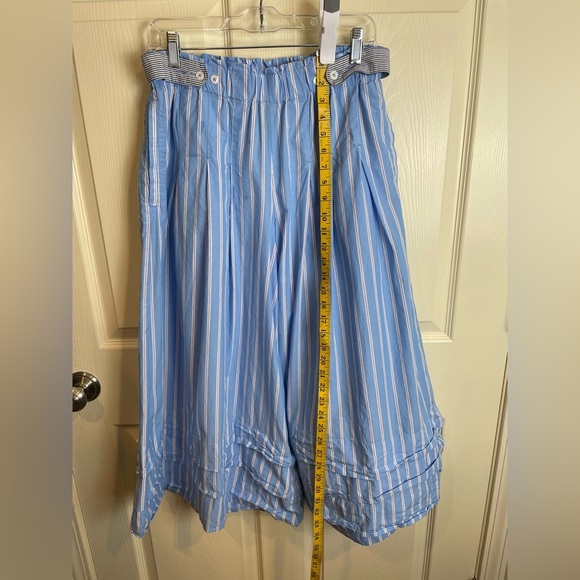 Anthropologie pull on culotte cotton pants Blue Striped - Picture 6 of 12